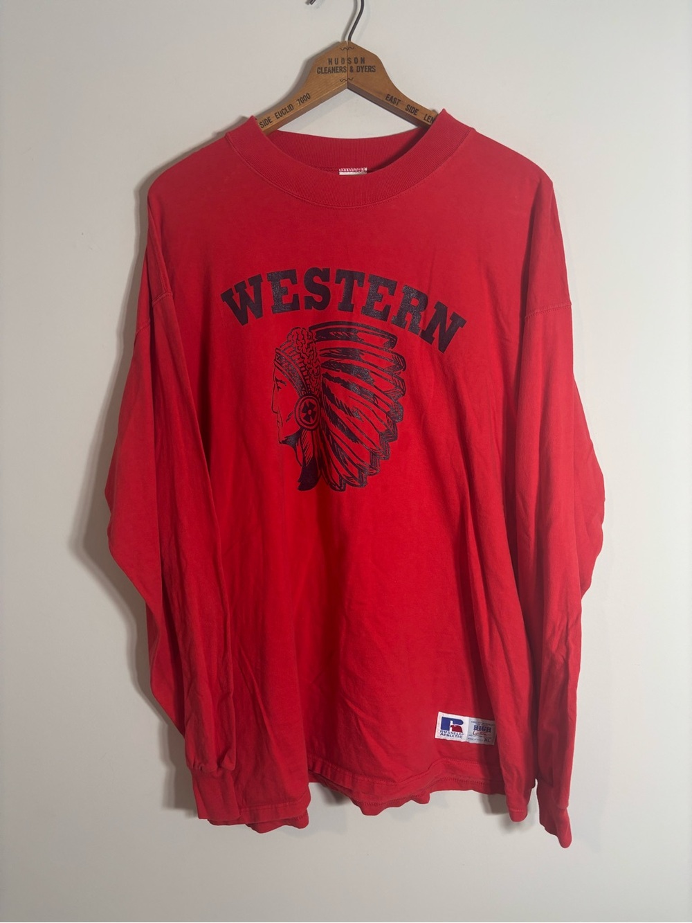 Vtg Russell Athletic Western Warriors Shirt Native Americana USA